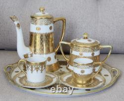 Nippon Tea Set Tray Teapot / Coffee Pot Teacups & Saucers Sugar Bowl Maple Leaf