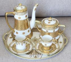 Nippon Tea Set Tray Teapot / Coffee Pot Teacups & Saucers Sugar Bowl Maple Leaf