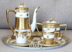 Nippon Tea Set Tray Teapot / Coffee Pot Teacups & Saucers Sugar Bowl Maple Leaf