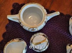 Noritake 20056 Black Gold Encrusted 1924. Tea Pot, Sugar Bowl, Creamer, Spoon Hold