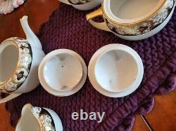 Noritake 20056 Black Gold Encrusted 1924. Tea Pot, Sugar Bowl, Creamer, Spoon Hold