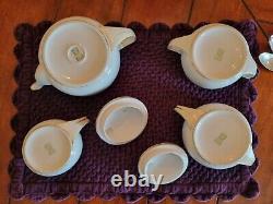 Noritake 20056 Black Gold Encrusted 1924. Tea Pot, Sugar Bowl, Creamer, Spoon Hold