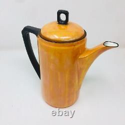 Noritake Art Deco Orange Luster Opalescent Iridescent Coffee Tea Pot Set 1920's