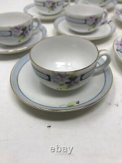 Noritake Childs Tea Set 26 Pc Teapot Sugar Creamer Tureen Hand Painted violets