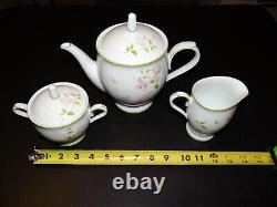 Noritake First Blush Tea Set Sugar Bowl Tea Pot Creamer Vintage 1970 Ceramic