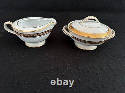 Noritake Goldridge china tea set teapot w lid creamer cov sugar bowl gold rim
