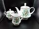 Noritake Holly 2228 Teapot With Lid Creamer And Sugar Bowl With Lid Mint