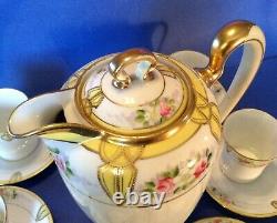 Noritake Nippon Chocolate Teapot Set Roses Daisies And Yellow Accents Japan