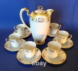 Noritake Nippon Chocolate Teapot Set Roses Daisies And Yellow Accents Japan