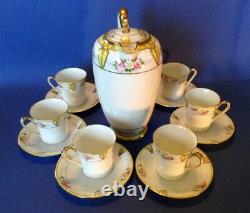 Noritake Nippon Chocolate Teapot Set Roses Daisies And Yellow Accents Japan