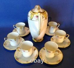 Noritake Nippon Chocolate Teapot Set Roses Daisies And Yellow Accents Japan