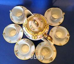 Noritake Nippon Chocolate Teapot Set Roses Daisies And Yellow Accents Japan