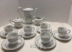 Noritake Susanna Tea Set Tea Pot Six Demitasse Cups Saucers Chocolate Coffee