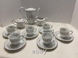 Noritake Susanna Tea Set Tea Pot Six Demitasse Cups Saucers Chocolate Coffee