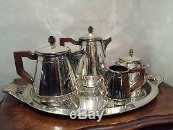 OLD ANTIQUE FRENCH SILVER PLATED 5 PIECE TEAPOT COFFEE SET ART DECO 1900s