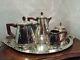 Old Antique French Silver Plated 5 Piece Teapot Coffee Set Art Deco 1900s