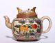 Old Chinese Hand Painted Horses Zisha Pottery Teapot Marked Qianlong Pt103