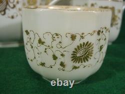 Old Paris antique porcelain tea service set octagonal gilt decoration teapot