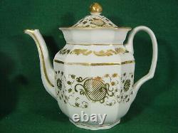 Old Paris antique porcelain tea service set octagonal gilt decoration teapot