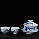 One Pot Covered Bowl Two Cups Tea Set, Hand Painted Ceramic Tea Pot Covered Bowl