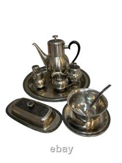 Oneida 18/8 Stainless Japan Tea Pot Sugar Creamer Sauce Bowl Salt Pepper Shaker