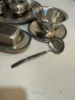 Oneida 18/8 Stainless Japan Tea Pot Sugar Creamer Sauce Bowl Salt Pepper Shaker
