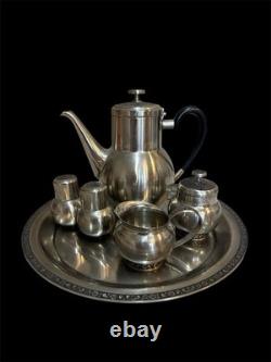Oneida 18/8 Stainless Japan Tea Pot Sugar Creamer Sauce Bowl Salt Pepper Shaker