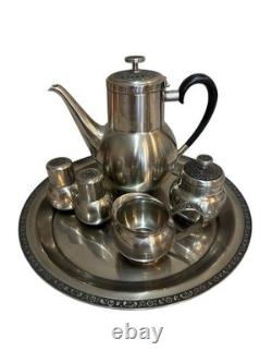 Oneida 18/8 Stainless Japan Tea Pot Sugar Creamer Sauce Bowl Salt Pepper Shaker