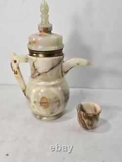 Onyx Tea Pot And 12 Cups In Set Afghanistan Stoneware