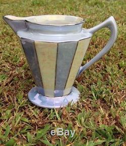 Original 1924 Fraunfelter Lusterware Art Deco Coffee Pot And Creamer Sugar Set