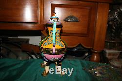 Original Funky Shabby Chic Hand Painted Metal Teapot-Shoe Feet-Vibrant Colors