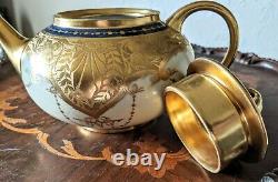 Osborne China Art Studio Chicago Tea Pot Creamer Sugar Set Gold Encrusted c1910