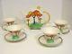 Past Times Hand Painted Like-clarice Cliff Design Tea Set-teapot+4 Cups/saucers