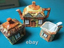 PRICE England TEA SET TEAPOT SUGAR CREAMER HOUSE VILLAGE SHAPED