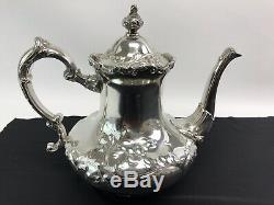 Pairpoint Quadruple Silver-plated Coffee & Tea Pot Set w Cream, Sugar, Waste