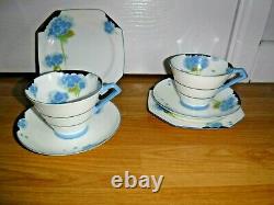 Paragon Art Deco Tea Set For 2 Inc Teapot & Cake Plate Hydrangea RARE
