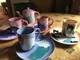 Paris Bottman Design Ceramic Set Teapot, 4 Plates And 4 Mugs Vintage 1988 Japan