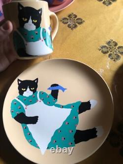Paris Bottman Design Ceramic Set Teapot, 4 Plates and 4 Mugs Vintage 1988 Japan