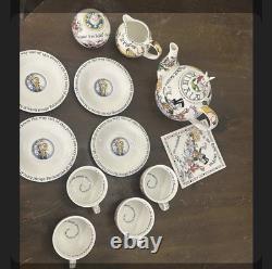 Paul Cardew Alice In Wonderland Tea Service 4 Cups/Saucers Teapot Sugar Creamer