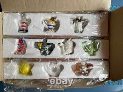 Paul Cardew Design Set of 10 Miniature Teapots & Wooden Display Stand Retired