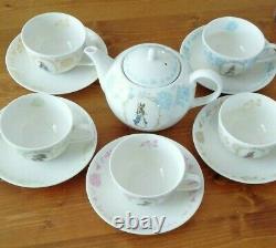 Peter Rabbit Tea Set Teapot Cups & Saucers 5 Set New