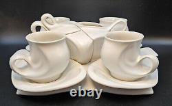 Peter Saenger Design Handmade Modernist Porcelain Studio Pottery Nesting Tea Set