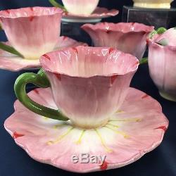 Pink Rose Bombay Company Tea Serving Set Teacup Plates Teapot Cream Sugar Vtg