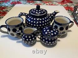 Polish Pottery Tea set tea Pot Creamer Sugar Boleslawiec Ceramika Christmas gift