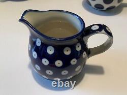 Polish Pottery Tea set tea Pot Creamer Sugar Boleslawiec Ceramika Christmas gift