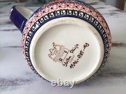 Polish Pottery UNIKAT 6 Pc Tea/ Coffee Pot Cramer Sugar Spoon Lids Set Floral