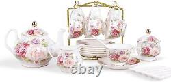 Porcelain Coffee Tea Set Gift Vintage Handmade Pot with Cups 15pcs