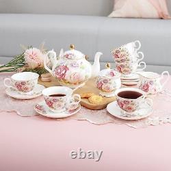 Porcelain Coffee Tea Set Gift Vintage Handmade Pot with Cups 15pcs