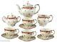 Porcelain Tea Set Teapot English Style Coffee Teacup Vintage Red Rose Cups 11pc