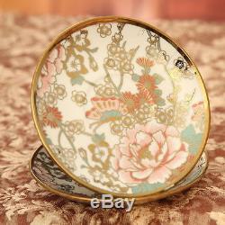 Porcelain Tea Set Teapot Sugar Bowl Creamer Cups & Saucers Metal Bracket 15pcs